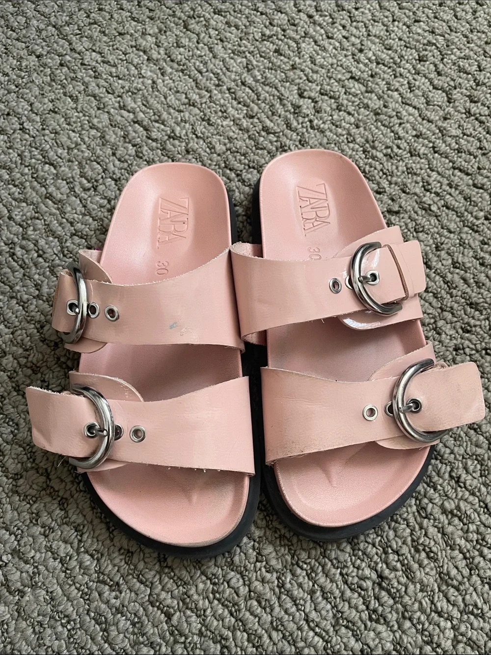 Zara Patent Leather Buckle Sandals